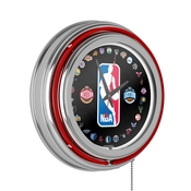 NBA Logo 30 Team Chrome Double Ring Neon Clock, NBA1400-NBA