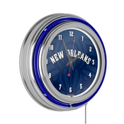 NBA Chrome Double Rung Neon Clock - Fade - New Orleans Pelicans, NBA1400-NOP2