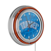 NBA Chrome Double Rung Neon Clock - Fade - Oklahoma City Thunder, NBA1400-OCT2