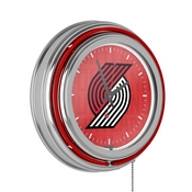 NBA Chrome Double Rung Neon Clock - City - Portland Trailblazers, NBA1400-PTB3