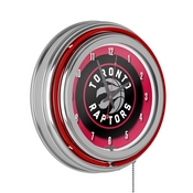 Toronto Raptors NBA Chrome Double Ring Neon Clock, NBA1400-TR