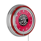 NBA Chrome Double Rung Neon Clock - City - Toronto Raptors, NBA1400-TR3