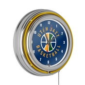 Utah Jazz NBA Chrome Double Ring Neon Clock, NBA1400-UJ