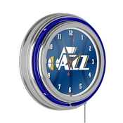 NBA Chrome Double Rung Neon Clock - Fade - Utah Jazz, NBA1400-UJ2