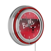 Chicago Bulls Hardwood Classics NBA Chrome Neon Clock, NBA1400HC-CB