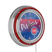 Detroit Pistons Hardwood Classics NBA Chrome Neon Clock, NBA1400HC-DP