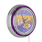 Los Angeles Lakers Hardwood Classics NBA Chrome Neon Clock, NBA1400HC-LAL