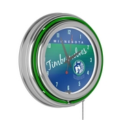Minnesota Timberwolves Hardwood Classics NBA Chrome Neon Clock, NBA1400HC-MT