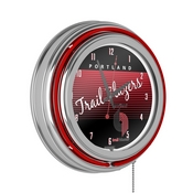 Portland Trail Blazers Hardwood Classic NBA Chrome Neon Clock, NBA1400HC-PTB