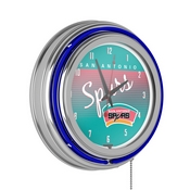 San Antonio Spurs Hardwood Classics NBA Chrome Neon Clock, NBA1400HC-SAS