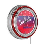 Washington Bullets Hardwood Classics NBA Chrome Neon Clock, NBA1400HC-WB
