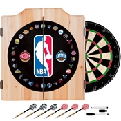 NBA Logo with All Teams Beveled Wood Dart Cabinet Set, NBA7000-NBA