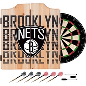 NBA Dart Cabinet Set with Darts and Board - City - Brooklyn Nets, NBA7010-BN3