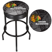 NHL Black Ribbed Bar Stool - Chicago Blackhawks, NHL1006-CBH