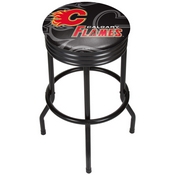 NHL Black Ribbed Bar Stool - Calgary Flames, NHL1006-CF
