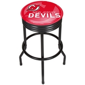 NHL Black Ribbed Bar Stool - New Jersey Devils, NHL1006-NJD