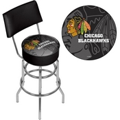 NHL Swivel Bar Stool with Back - Watermark - Chicago Blackhawks, NHL1100-CBH-WM
