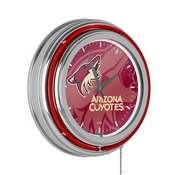 NHL Chrome Double Rung Neon Clock - Watermark - Arizona Coyotes, NHL1400-AC-WM