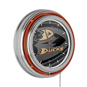 NHL Chrome Double Rung Neon Clock - Watermark - Anaheim Ducks, NHL1400-AD-WM