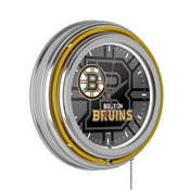 NHL Chrome Double Rung Neon Clock - Watermark - Boston Bruins, NHL1400-BB-WM