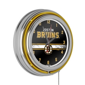 NHL Chrome Double Rung Neon Clock - Boston Bruins, NHL1400-BB2