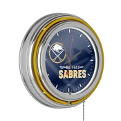 NHL Chrome Double Rung Neon Clock - Watermark - Buffalo Sabres, NHL1400-BS-WM