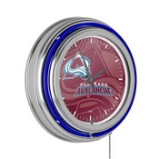 NHL Chrome Double Rung Neon Clock - Watermark - Colorado Avalanche, NHL1400-CA-WM