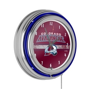 NHL Chrome Double Rung Neon Clock - Colorado Avalanche, NHL1400-CA2