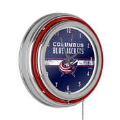 NHL Chrome Double Rung Neon Clock - Columbus Blue Jackets, NHL1400-CBJ2
