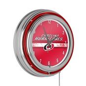 NHL Chrome Double Rung Neon Clock - Carolina Hurricanes, NHL1400-CH2