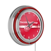 NHL Chrome Double Rung Neon Clock - Detroit Redwings, NHL1400-DR2