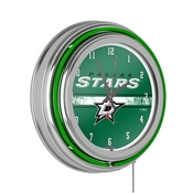 NHL Chrome Double Rung Neon Clock - Dallas Stars, NHL1400-DS2