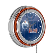 NHL Chrome Double Rung Neon Clock - Watermark - Edmonton Oilers, NHL1400-EO-WM