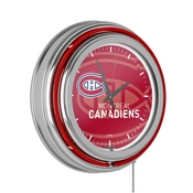 NHL Chrome Double Rung Neon Clock - Watermark - Montreal Canadiens, NHL1400-MC-WM
