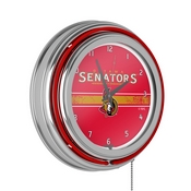 NHL Chrome Double Rung Neon Clock - Ottawa Senators, NHL1400-OS2