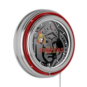 NHL Chrome Double Rung Neon Clock - Watermark - Ottawa Senators, NHL1400-OW-WM