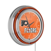 NHL Chrome Double Rung Neon Clock - Watermark - Philadelphia Flyers, NHL1400-PF-WM