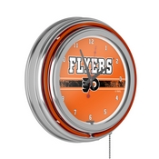 NHL Chrome Double Rung Neon Clock - Philadelphia Flyers, NHL1400-PF2