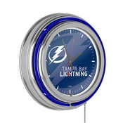 NHL Chrome Double Rung Neon Clock - Watermark - Tampa Bay Lightning, NHL1400-TBL-WM