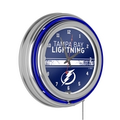 NHL Chrome Double Rung Neon Clock - Tampa Bay Lightning, NHL1400-TBL2