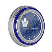 NHL Chrome Double Rung Neon Clock - Watermark - Toronto Maple Leafs, NHL1400-TML-WM