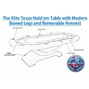 The Elite Texas Hold'em Table with Modern Bowed Legs and Removable Armrest, PM-ELITE1