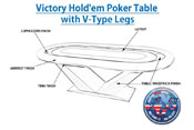 Victory Hold'em Poker Table with V-Type Legs, PM-VICTORY1
